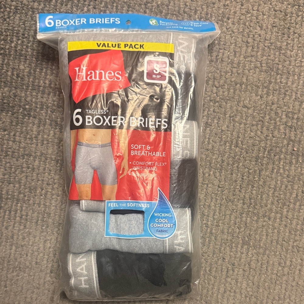 Hanes Men's Boxer Briefs 6-Pack in Gray and Black